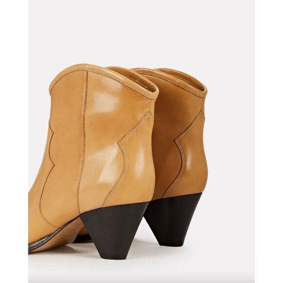 Isabel Marant Darizo Leather Western Booties Natural Tan Womens Size 37 - Picture 5 of 15